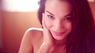 Beautiful Czech Asian teen masturbating with big tits