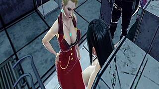 Tifa's big tits suffer under Ocelot's machine?