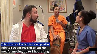 Mia Sanchez's backstage entrance physical turns into anal fingering orgasm.