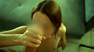 Did this young teen babe get a facial after sex on the couch?