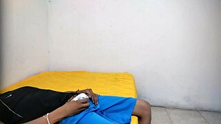 Young guy feels kinky pleasure masturbating his good cock in aunt's room.