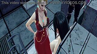 Tifa's big tits suffer under Ocelot's machine?
