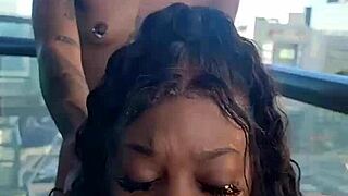 kashofficials moans as renity love straps her on the balcony