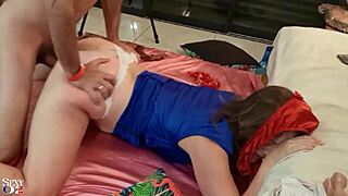 French Amateur In Leather Lingerie Gets Spanked And Fucked