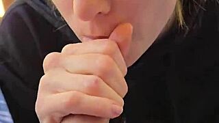 Skinny Milf Wife Smokes Before Giving Homemade Blowjob And Swallowing Cum.
