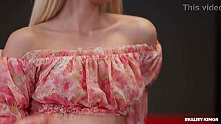 Blonde athletic woman picked up in public parking