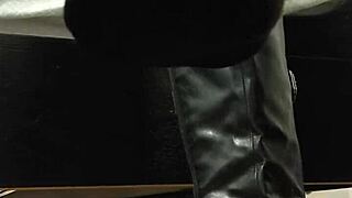 Yuki worships boots and feet in bdsm domination