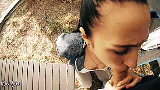 cheating tourist brunette with brown eyes needs help outdoors