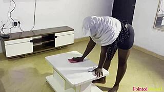 two house keepers experimenting what oga and madam use to enjoy every night with big tits and monster cock?