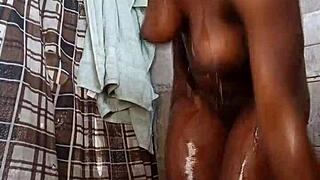 A skinny girl teases in bed during early morning.