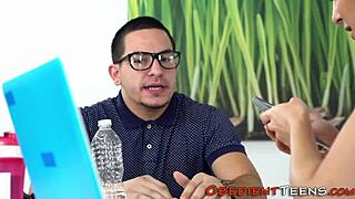 bound teen dominated with rough fucking and blowjob