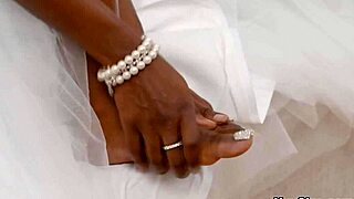 Robby dives under her wedding dress concealing himself completely.