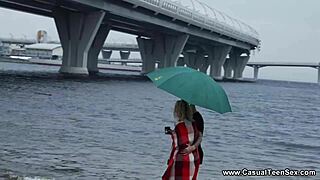 casual teen sex with iris at the seaside, leading to anal