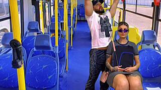 i caught my nympho neighbor on bus, she sucked my monster cock gagging