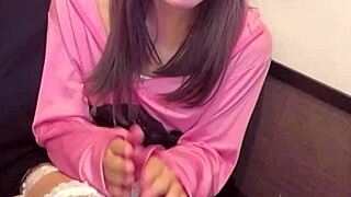 crossdressing ladyboy masturbates with drain net on crotch while streaming