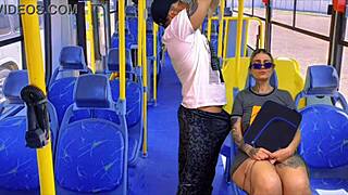 i caught my nympho neighbor on bus, she sucked my monster cock gagging