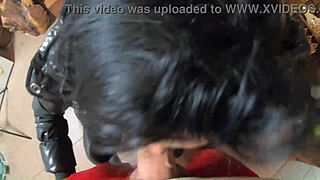 milfycalla drips cum on black down jacket and leather leggings 😍