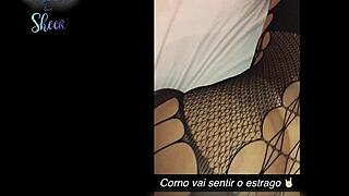 Cuckold takes blindfolded wife to big-dicked guy for ass fucking