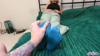 stepmother's massage turns into cumshot while she swears during fucking