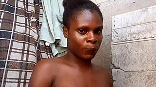 A skinny girl teases in bed during early morning.