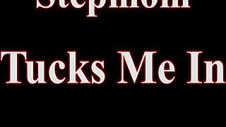 a blonde cougar pornstar stepmom gives a handjob while tucking in her stepson.