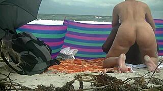 on a caribbean nude beach vacation, a husband watches his milf wife with a monster cock in a voyeur cuckold scene