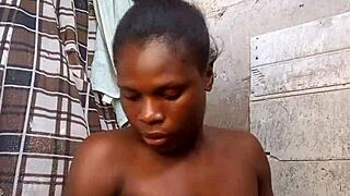 A skinny girl teases in bed during early morning.