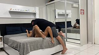 I waited for my husband to leave the bath naked on the bed crazy to give it to him