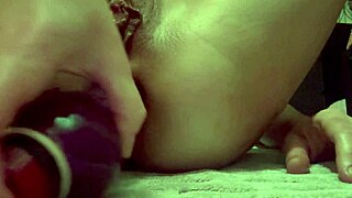 artemisia love is showing off her anal stretching with a dildo in slow motion so hot