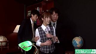 Aiko Endo Threesome At The Office, Petite And Wild