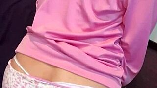 crossdressing ladyboy masturbates with drain net on crotch while streaming