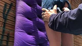 Eating the married woman's ASS in the favela with sex toy