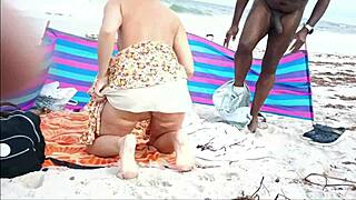 on a caribbean nude beach vacation, a husband watches his milf wife with a monster cock in a voyeur cuckold scene