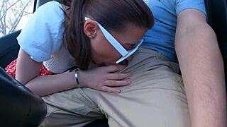A dirty wife gets taken for a car ride and deepthroats before fucking.