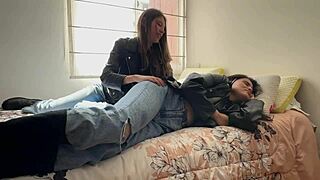 Two lesbians fuck in leather boots?