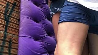 Eating the married woman's ASS in the favela with sex toy