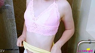 Bright-Eyed Blonde Enjoys Relaxing Shower During Casting Interview