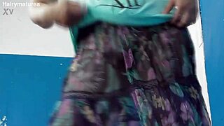 hairy mature woman in transparent dress flashing outdoors