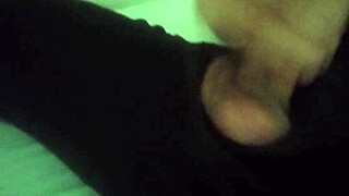 horny guy in black pants moaning and jerking off his big cock after work until he cums