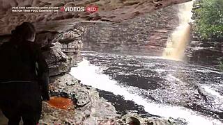 passionate outdoor sex at bahia waterfall with intense emotions and big cocks