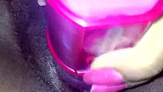 My ex ebony girlfriend plays with vibrator and suck my cock