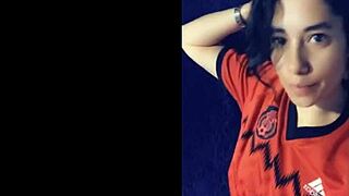 teen girl shows off her sexy big round hot tits