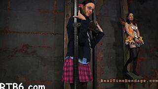 Domina plays rough bdsm game with bound couple 😏