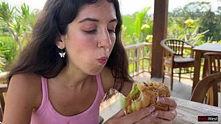 Waiter Cums on My Face in Public Cafe - I Love Dining Covered in Cum!