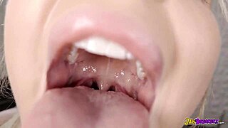 blonde teen gives incredible interracial blowjob to big black cock