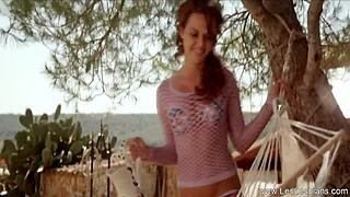 a horny blonde milf feels the urge to lick and finger her pussy during striptease