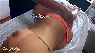 Married woman giving massage in revealing bikini