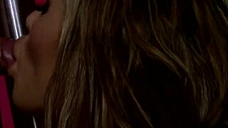 Horny stripper with big fake tits sucks rich man's monster cock in strip bar