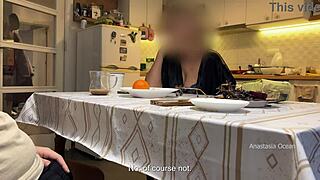 Husband Jerks Under Table in Front of Step Mom and Wife