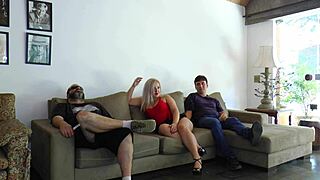 Unfaithful wife fucking with friend next to her cuckold 😈